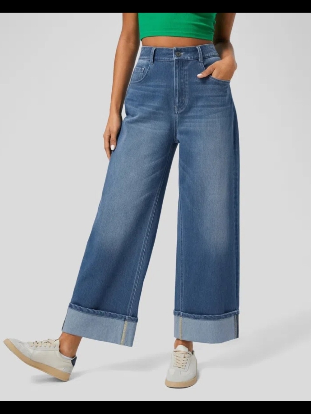 Halara Women's Flex High Waisted Rolled Hem Wide Leg Jeans Sz XL Regular #022